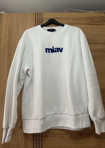 Beyaz Uzun Kollu Pamuklu Kadın Erkek Sweatshirt