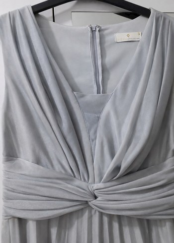 Gri Drapeli Uzun Abiye Elbise - Görsel 2