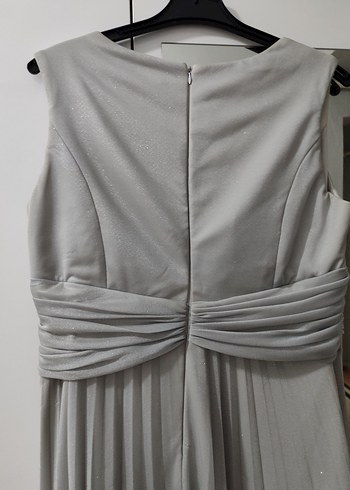 Gri Drapeli Uzun Abiye Elbise - Görsel 3