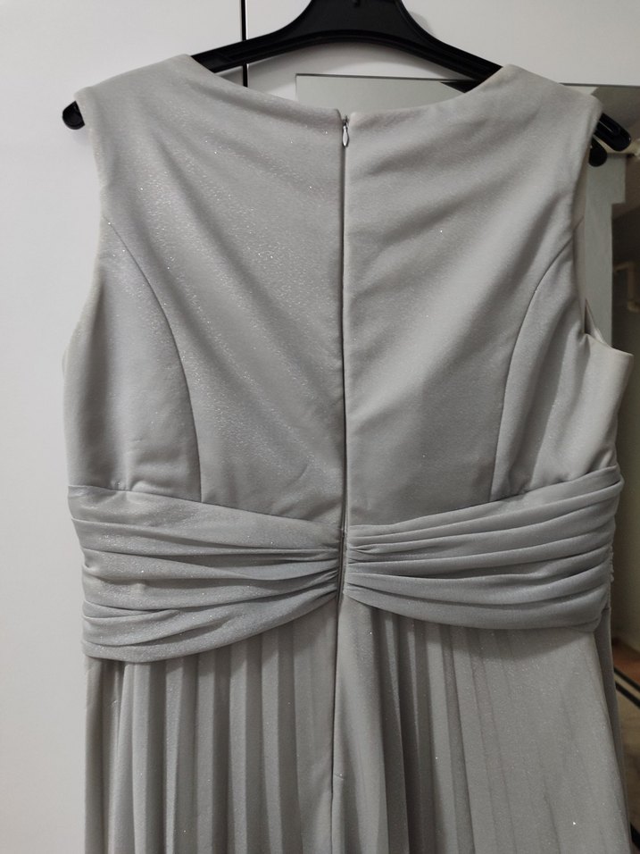 Gri Drapeli Uzun Abiye Elbise - Görsel 3