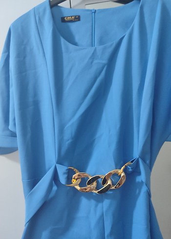 Mavi Kemer Detaylı Elbise - Görsel 5