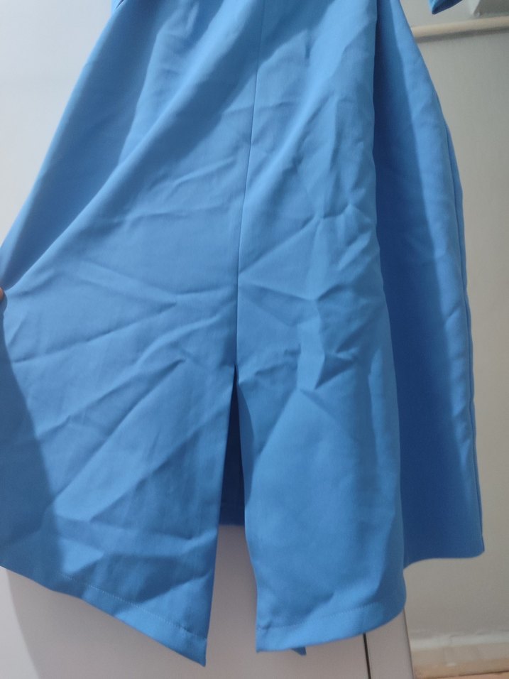 Mavi Kemer Detaylı Elbise - Görsel 3