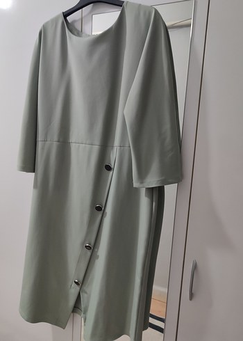 Düğmeli çağla yeşil Kadın elbise - Görsel 3