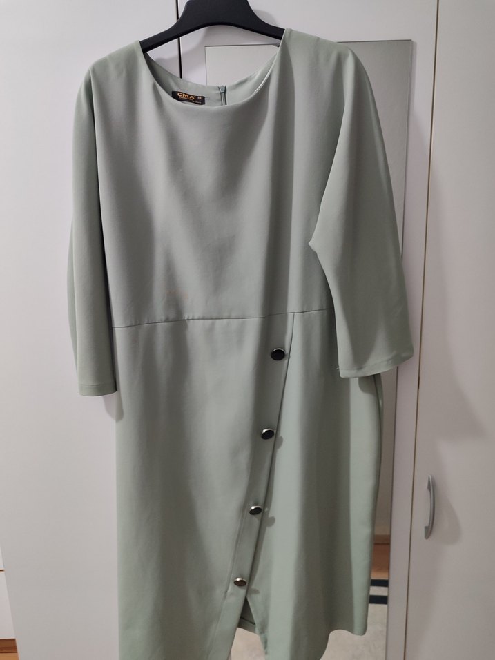 Düğmeli çağla yeşil Kadın elbise - Görsel 2