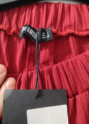 Kırmızı Pilili Kadın Pantolon - Görsel 5