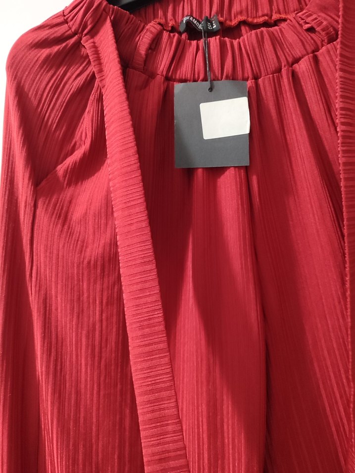 Kırmızı Pilili Kadın Pantolon - Görsel 2