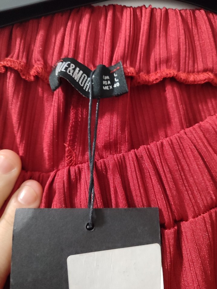 Kırmızı Pilili Kadın Pantolon - Görsel 5