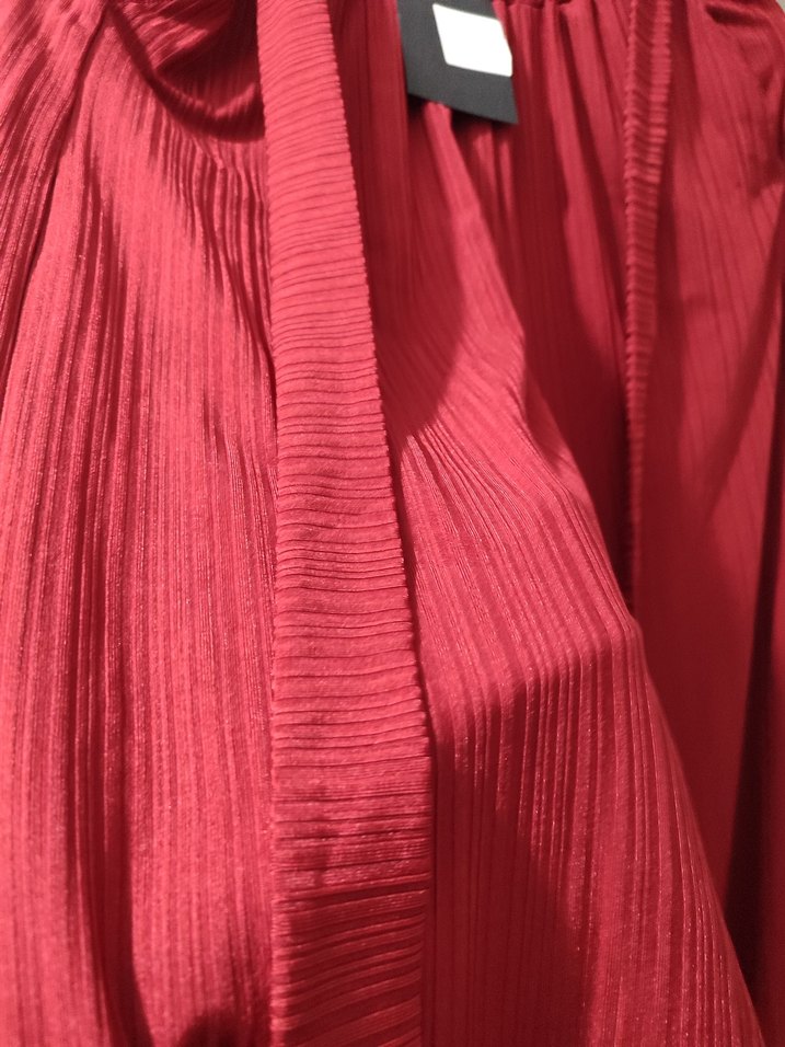 Kırmızı Pilili Kadın Pantolon - Görsel 3