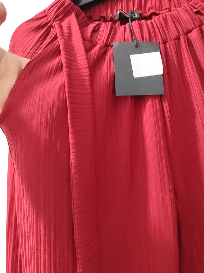 Kırmızı Pilili Kadın Pantolon - Görsel 4