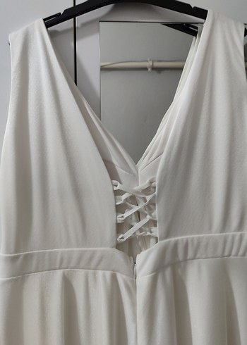 V Yaka Beyaz A Kesim abiye - Görsel 2