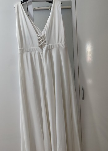 V Yaka Beyaz A Kesim abiye - Görsel 6