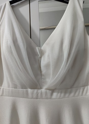 V Yaka Beyaz A Kesim abiye - Görsel 4