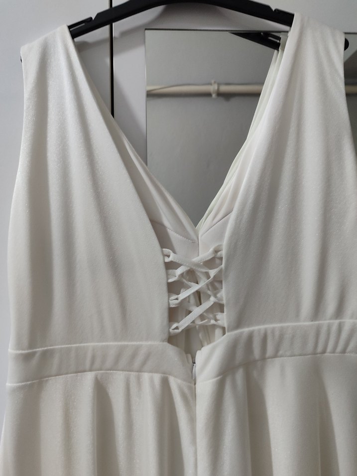 V Yaka Beyaz A Kesim abiye - Görsel 2