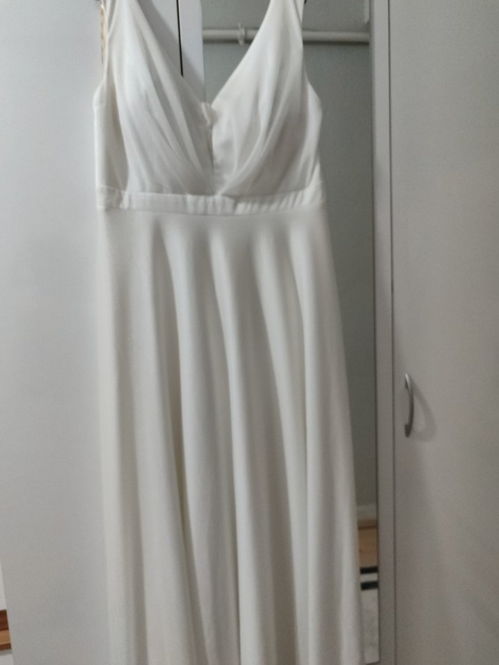 V Yaka Beyaz A Kesim abiye - Görsel 5