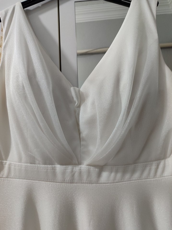 V Yaka Beyaz A Kesim abiye - Görsel 4