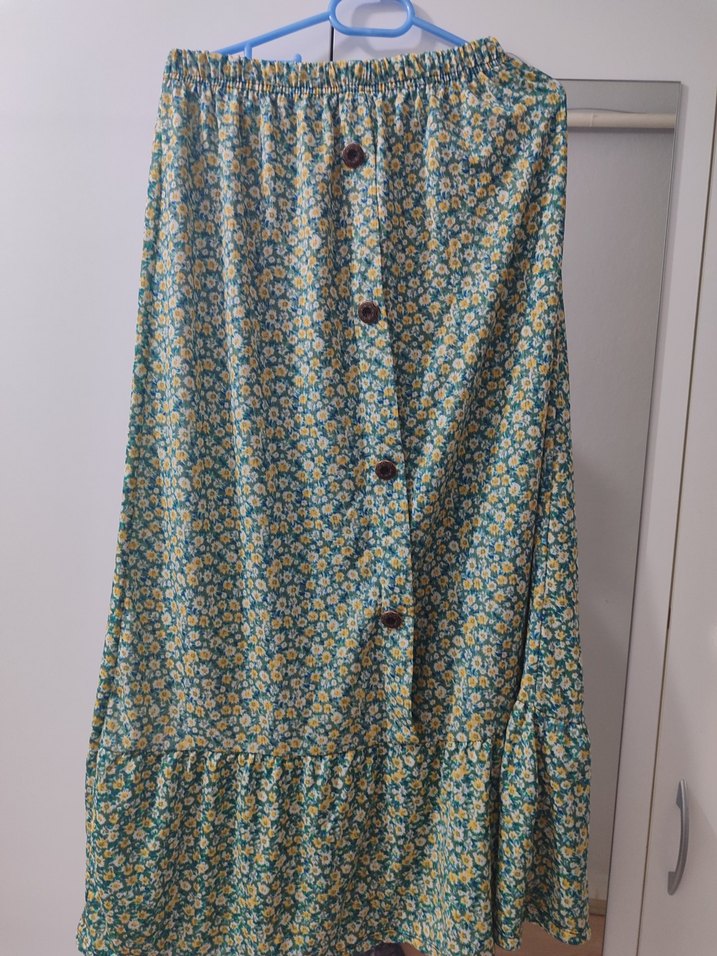 Çiçek Desenli Uzun Bohem Etek - Görsel 5