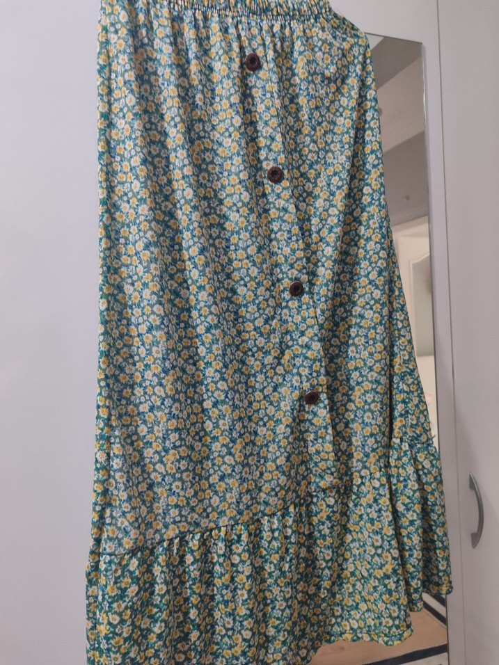 Çiçek Desenli Uzun Bohem Etek - Görsel 4