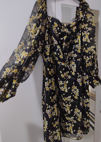 Çiçekli Siyah Midi Kadın elbise - Görsel 4