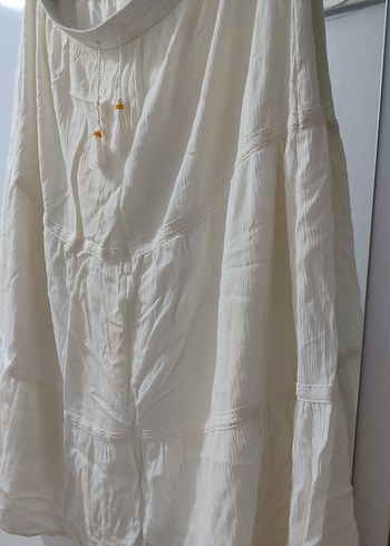 Kadın Beyaz Uzun Keten Etek - Görsel 4