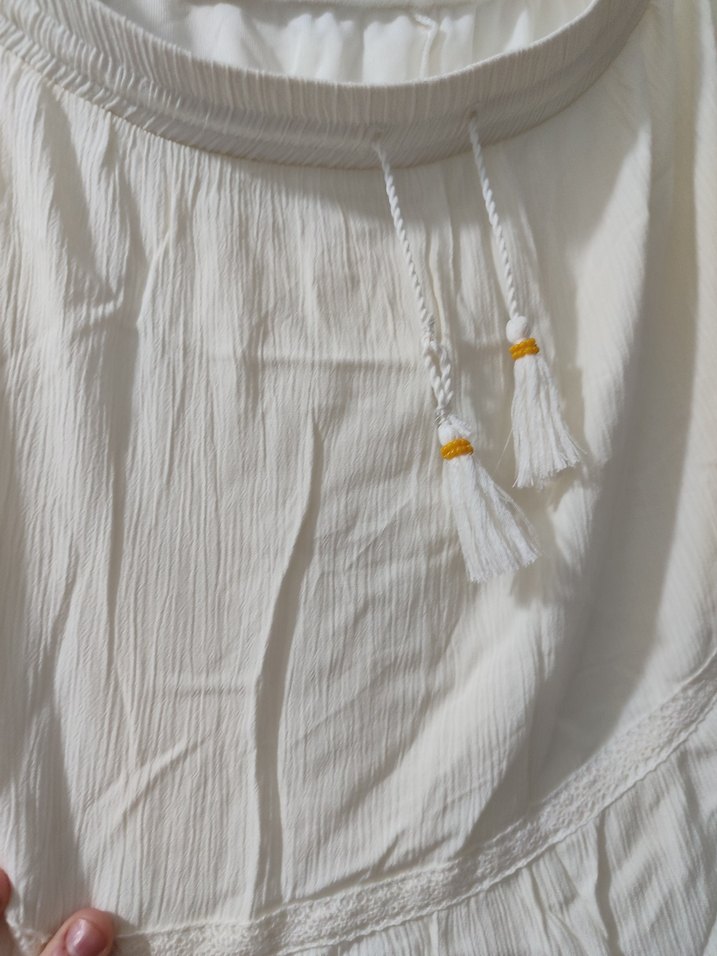 Kadın Beyaz Uzun Keten Etek - Görsel 2