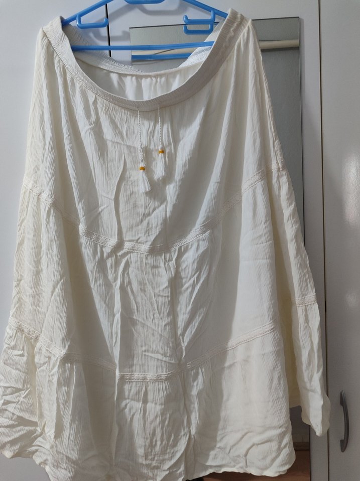 Kadın Beyaz Uzun Keten Etek - Görsel 3