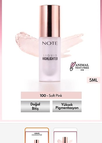 Note Note Liquid Highlighter - 100 Soft Pink