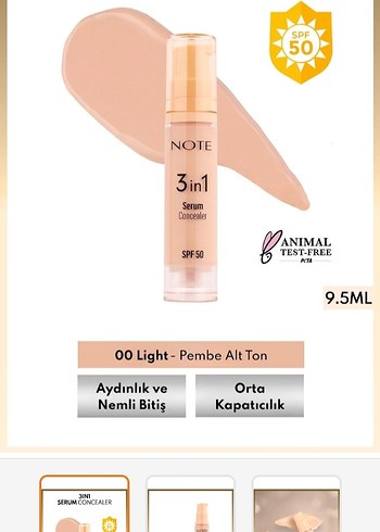 Note 3in1 Serum Concealer SPF50-00 Light Rengi - Görsel 7
