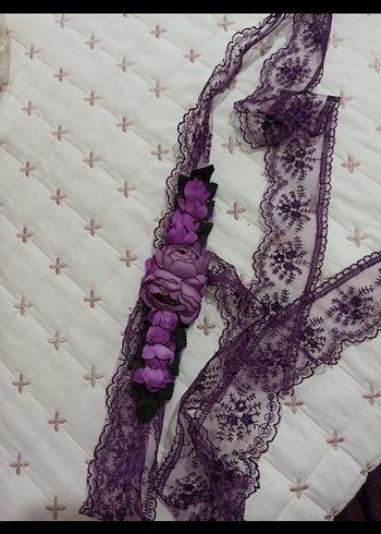 Uzun Kollu Mor Drapeli Abiye Elbise - Görsel 3