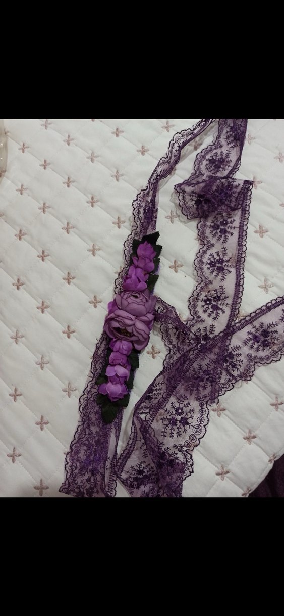 Uzun Kollu Mor Drapeli Abiye Elbise - Görsel 3