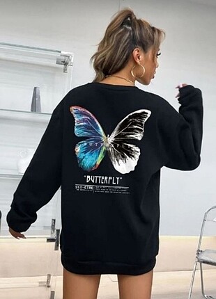 KADIN BUTTERFLY OVERSİZE SWEATSHİRT 