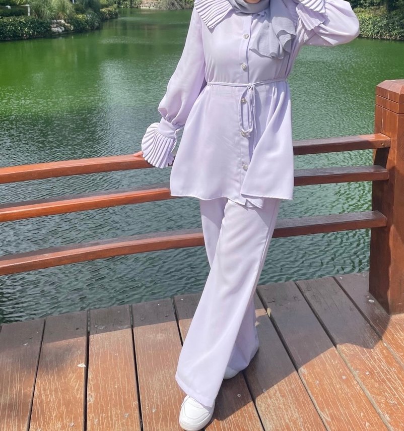 Lila kolları Piliseli Kadın Uzun Takım - Görsel 2