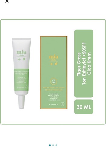 Mia Tiger Grass Ton Eşiyerlik+50 SPF Cica Krem 30ML