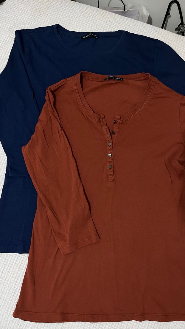 Düğmeli Kahverengi Uzun Kollu Kadın Tişört - Görsel 2