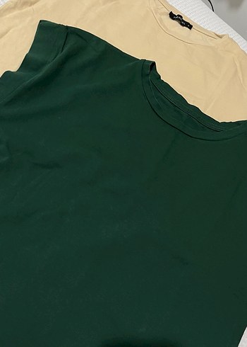 Kadın Koyu Yeşil Salaş Basic Tişört - Görsel 3