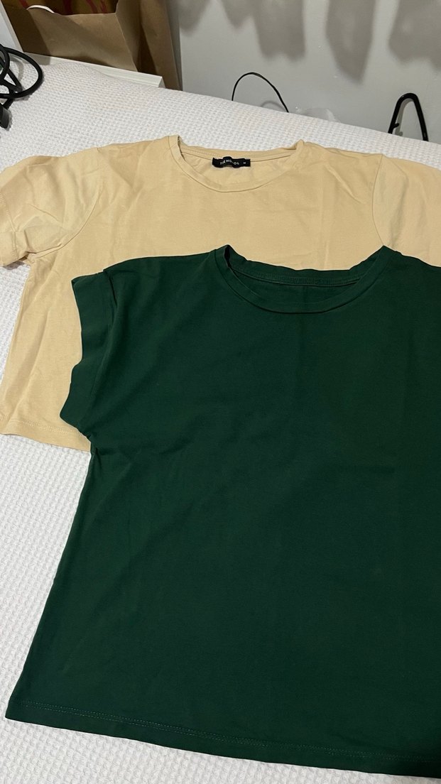 Kadın Koyu Yeşil Salaş Basic Tişört - Görsel 2