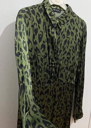 Düğmeli Haki Kadın Uzun Elbise - Görsel 3