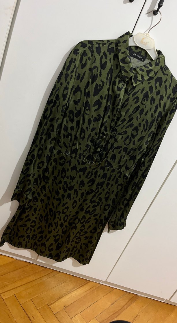 Düğmeli Haki Kadın Uzun Elbise - Görsel 4