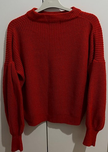 Kadın turuncu Örgü Salaş Kazak - Görsel 5