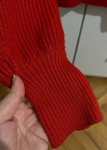 Kadın turuncu Örgü Salaş Kazak - Görsel 3