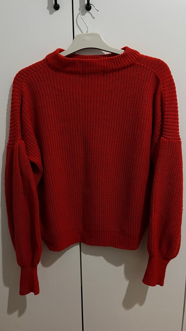 Kadın turuncu Örgü Salaş Kazak - Görsel 5