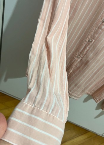 Yavru ağzı Çizgili Pamuklu Kadın Gömlek - Görsel 2