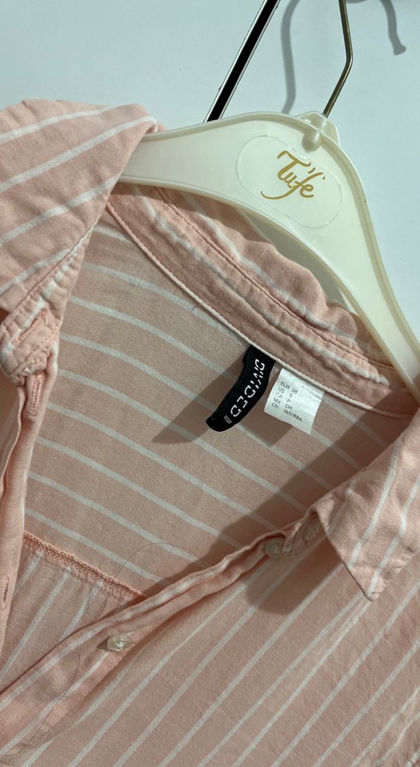 Yavru ağzı Çizgili Pamuklu Kadın Gömlek - Görsel 3