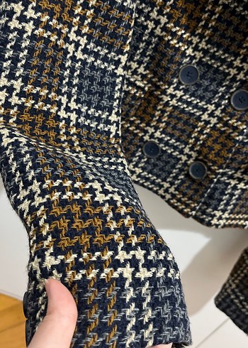 Kahverengi Desenli Kısa Kadın Blazer Ceket - Görsel 3