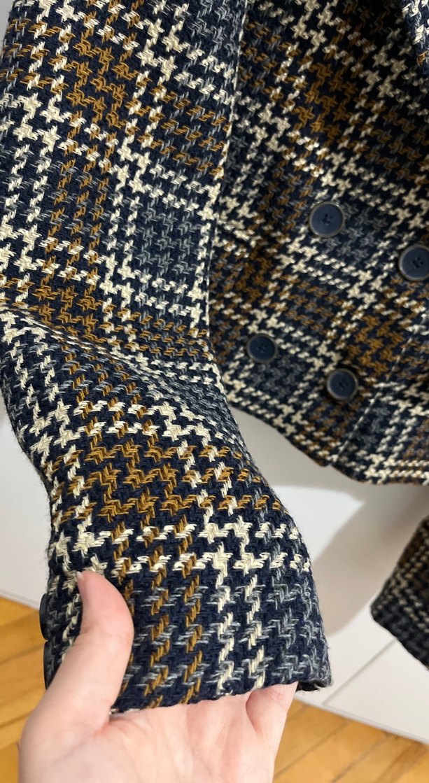 Kahverengi Desenli Kısa Kadın Blazer Ceket - Görsel 3