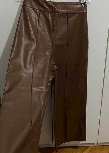 Kahverengi Deri Kadın Pantolon - Görsel 2
