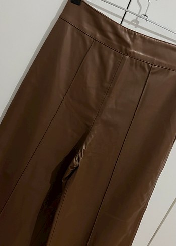 Kahverengi Deri Kadın Pantolon - Görsel 4