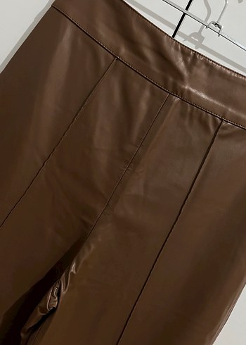 Kahverengi Deri Kadın Pantolon - Görsel 3