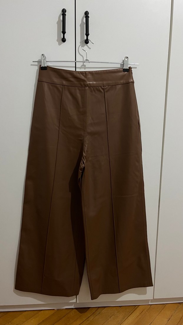 Kahverengi Deri Kadın Pantolon - Görsel 5