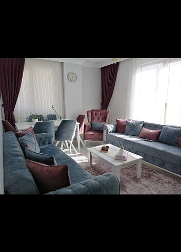 3 adet bordo fon perde