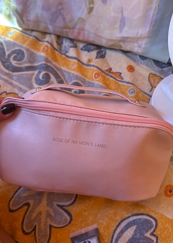 Pembe Deri Kadın Makyaj Çantası